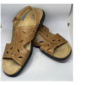 Earth Origins Women’s Brown Leather Cutout Slingback Sandals Shoes Size 10M